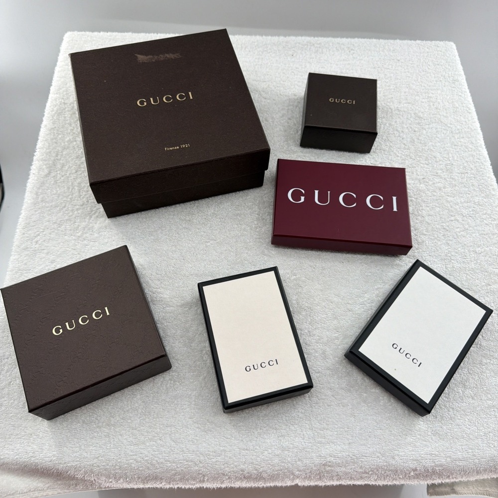 LOT 6 Boxes Gucci jewelry Gift vintage Empty boxes case storage Ribbons 2 Piece